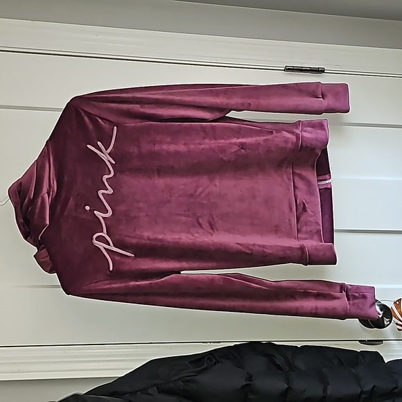 Womens NWOTS Victoria Secret PINK purple velvet sz XS zip up hoodie!! - Picture 1 of 8